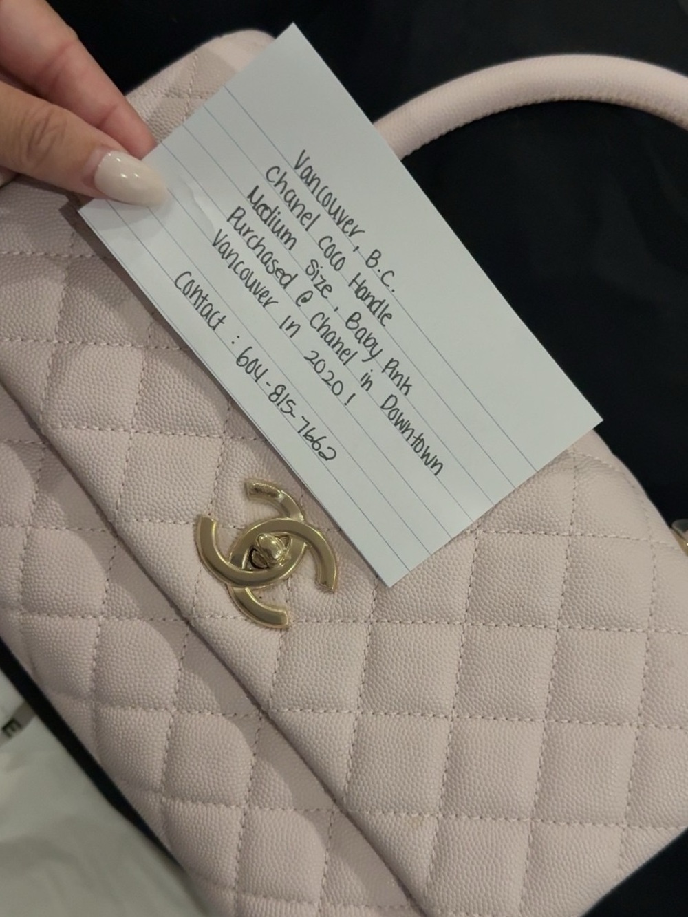 CHANEL Caviar Top-Handle Satchel in Light Pink with Gold Hardware